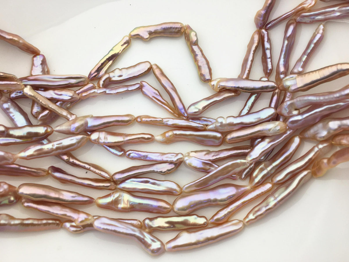 15.5'' AAA 4-7mm natural light purple rainbow Toothpick pearls,ZS-80-25-9