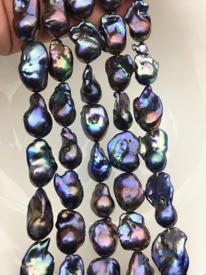 15.5'' AA 12-16mm Green Black Rainbow flame ball pearl,FL15-2A-5-19