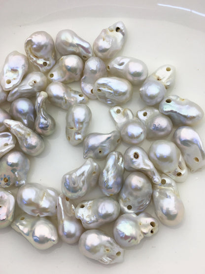 10pcs AA 12-16mm white flame ball pearl,2.2mm large hole,FL15-T18