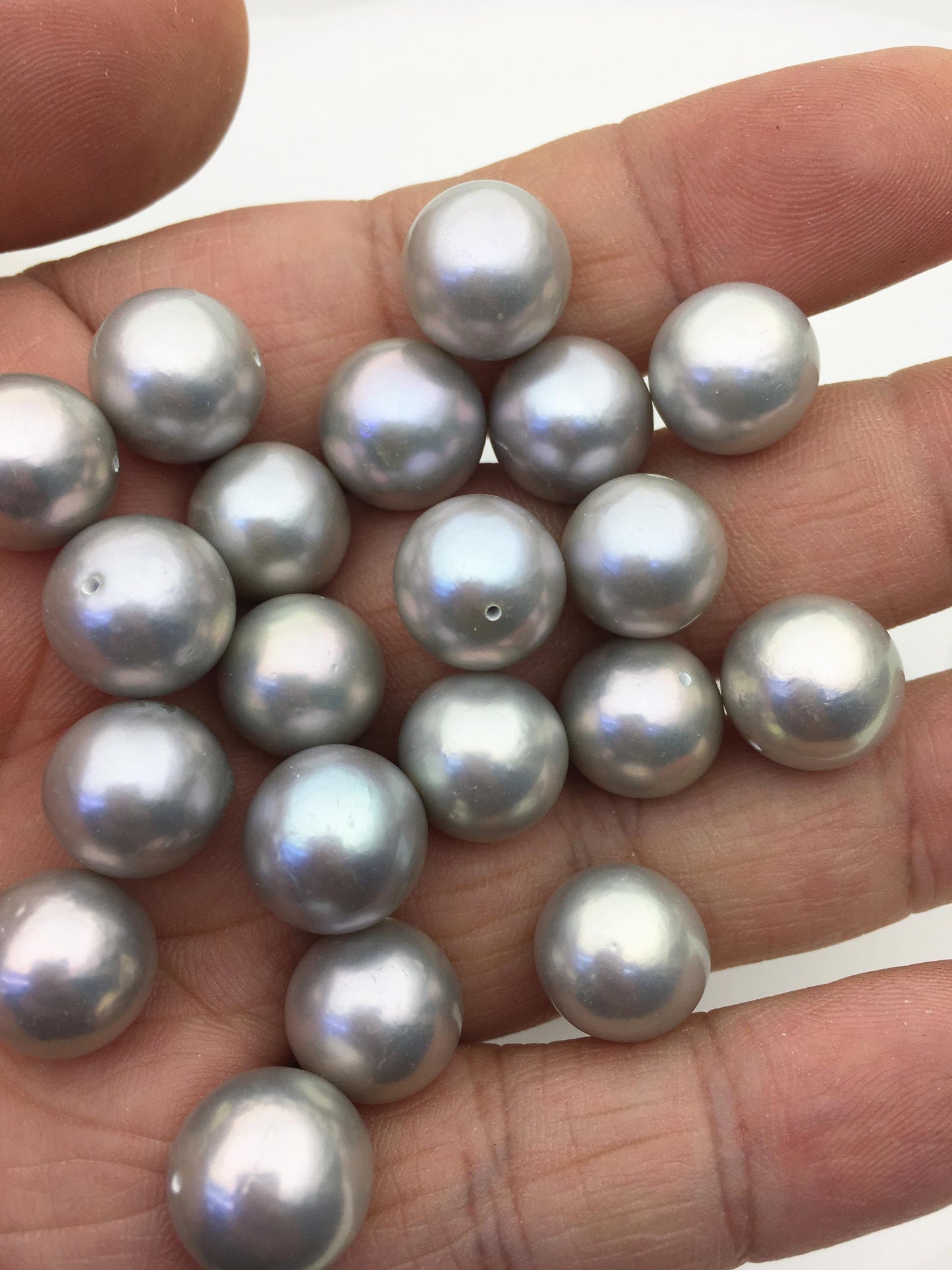 5pcs AAA/AAA- 12-13mm Gray Round edison freshwater pearl,half hole,RP12-T4