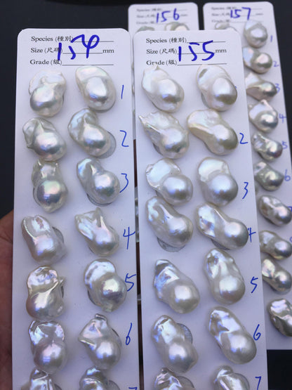 1 pair AAA 13-15x18-22mm White Flameball Pearl Pairs,Baroque Cultured Freshwater Pearl,top half hole,FL15-3A-8-66