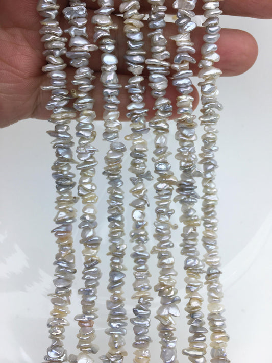 AAA/AA+ 5-6mm white with natural gray Keshi pearls,Center drilled,ZS-128-6