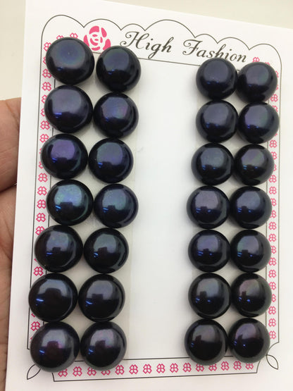 1 pair AAA 13-13.5mm black button round loose pearls pairs,wedding earring stud pearl material,BTN13-T4