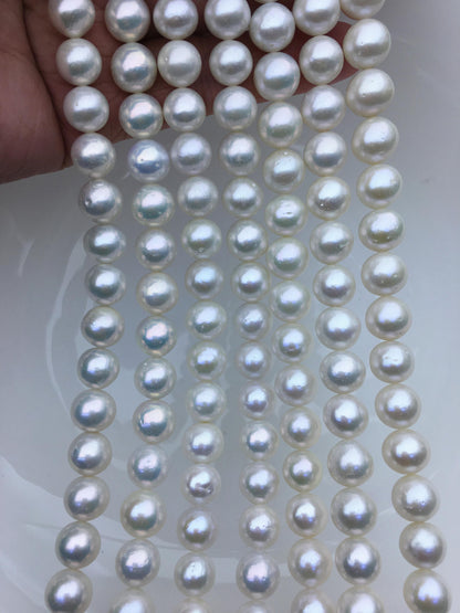 AA+ 9-11mm white round freshwater pearls,large hole,Birthday,Graduation, mother day pearl gift,RP10-2A-3
