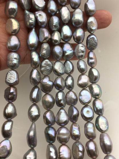 AA+ 9.2-10.2mm Deep gray nugget freshwater pearls,Cultured pearl,Irregular Beads for Pearl Necklace,LM10-T18