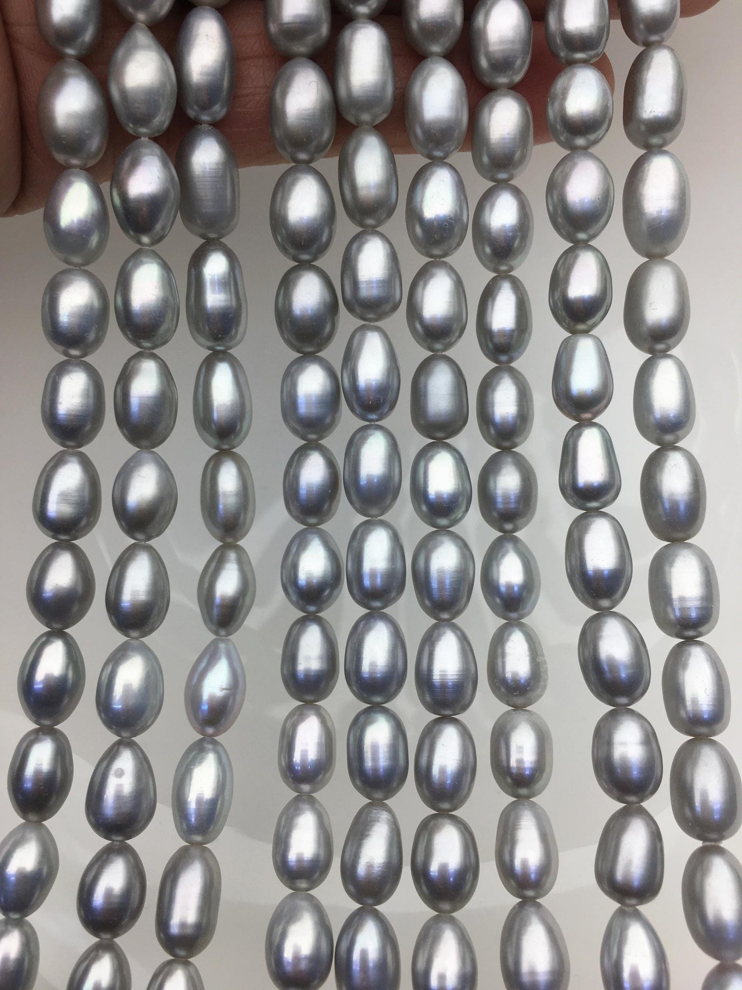 AAA 6.3-7x11-12mm gray long rice freshwater pearls,LR7-T3