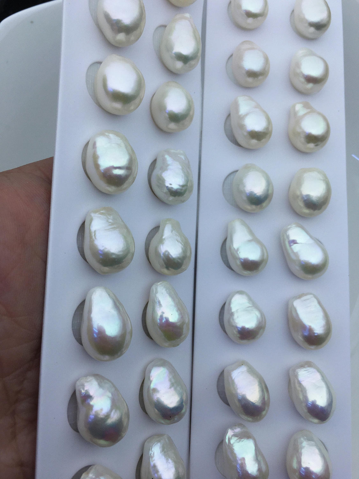 2 pairs AAA 12-13mm BIG white teardrop freshwater pearls pairs,top half hole,LR12-3A-2