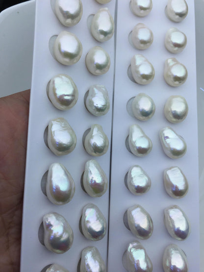 2 pairs AAA 12-13mm BIG white teardrop freshwater pearls pairs,top half hole,LR12-3A-2