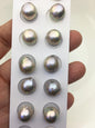 7 pairs AAA 12-13mm Gray Freshwater Mabe Pearl Pair,no hole,Half Ball Button Round Shape,MB-T32