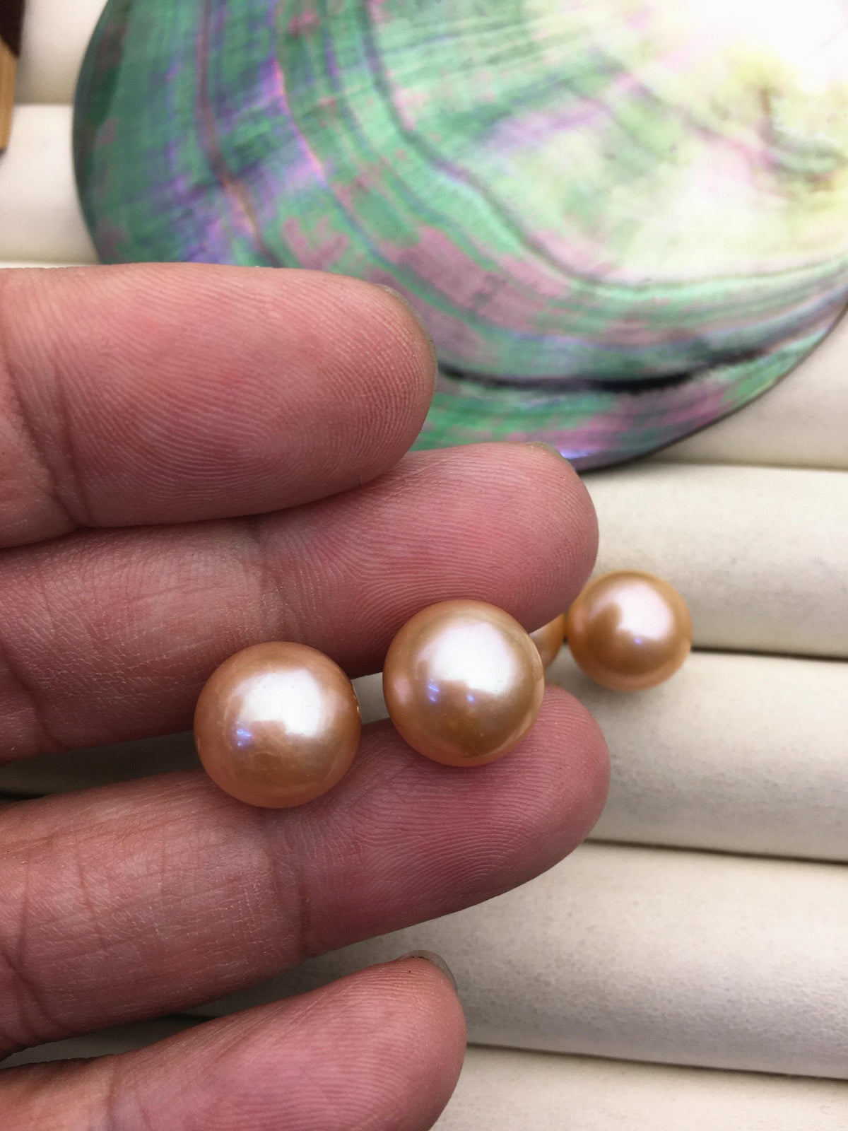 1 pair AAA 12-13mm orange round edison pearl stud earrings,SE3-T9-61