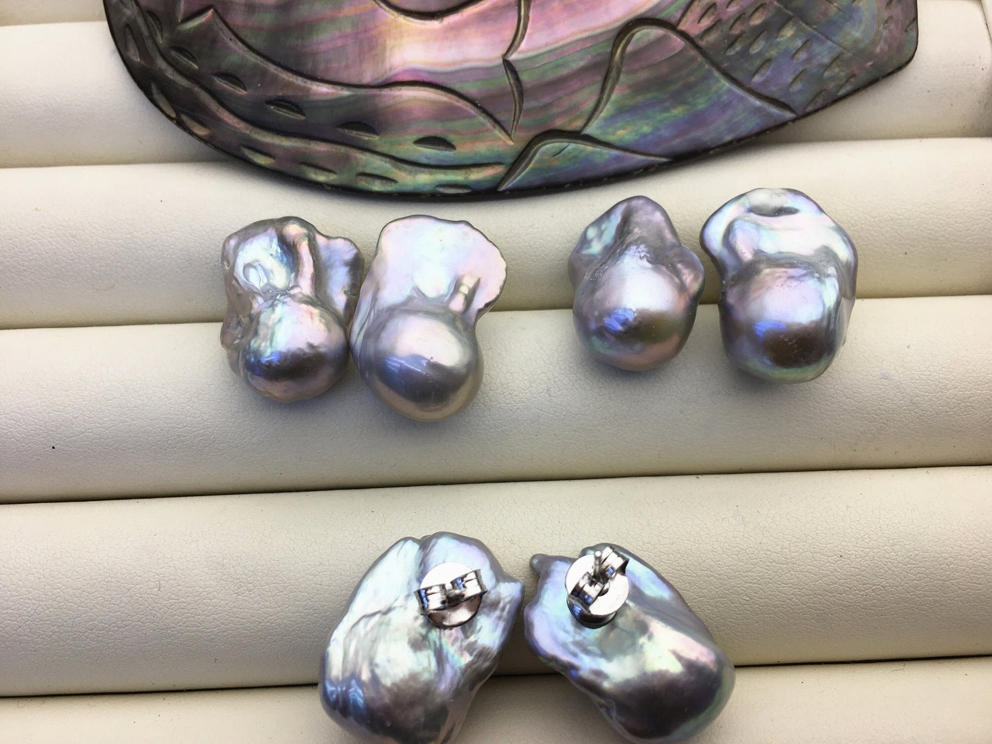 30% OFF 1 pair AAA 14-17mm gray flame ball pearl stud earrings,sterling silver,earring with gray baroque Natural Pearl,SE3-031-11