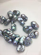 5pcs AAA 13-17mm Gray Flame ball Pearl - 1.0mm side hole,FL15-T4-19