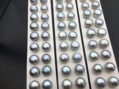 AAA 12-12.5mm Gray button round freshwater pearls,round button pearl pairs,pearl earring,pearl stud,BTN12-3A-24