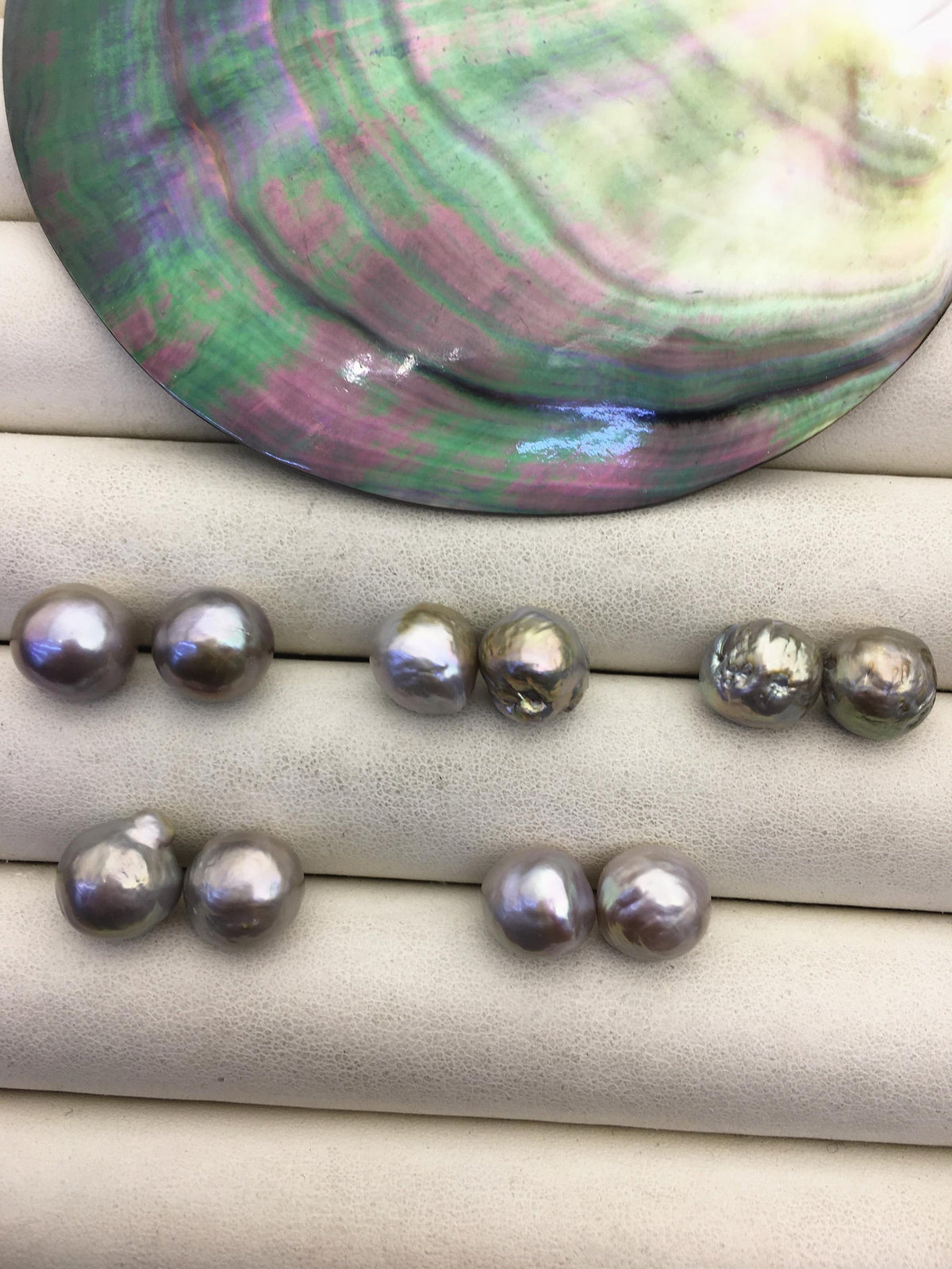 5pairs AAA 10-11mm Gray Bronze baroque edison freshwater pearl Pair,half hole,ED11-3A-2-22