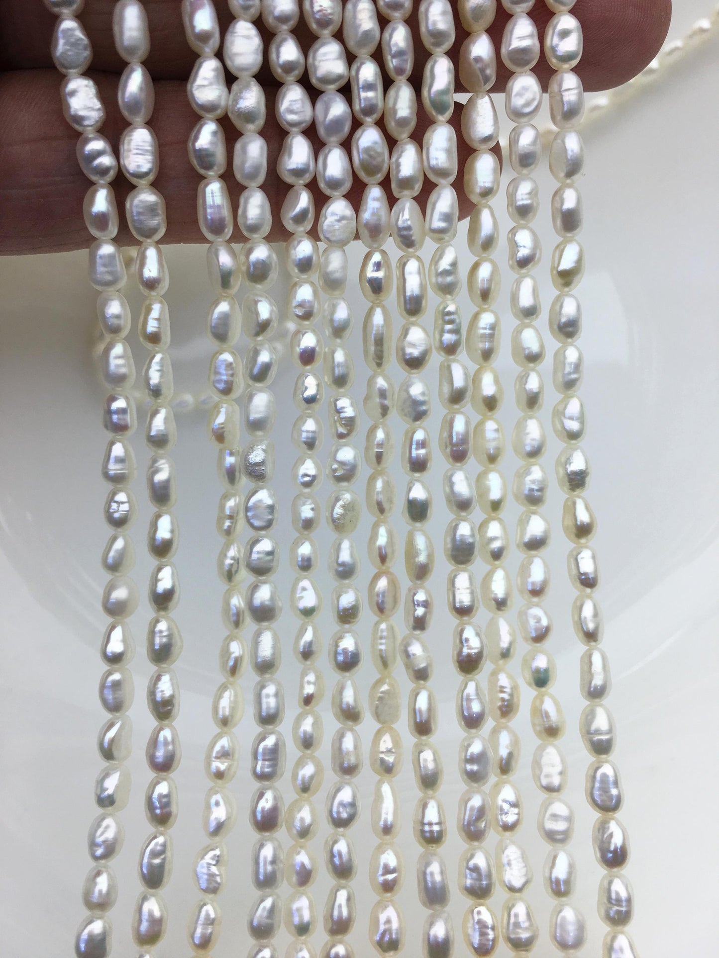 AA 3.5-4mm white nugget seed pearls,irregular nugget freshwater pearl strand,cheap price,pearl factory china,LM3-2A-1