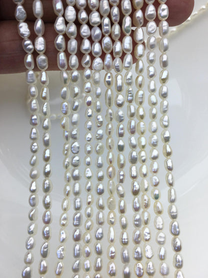 AA 3.5-4mm white nugget seed pearls,irregular nugget freshwater pearl strand,cheap price,pearl factory china,LM3-2A-1