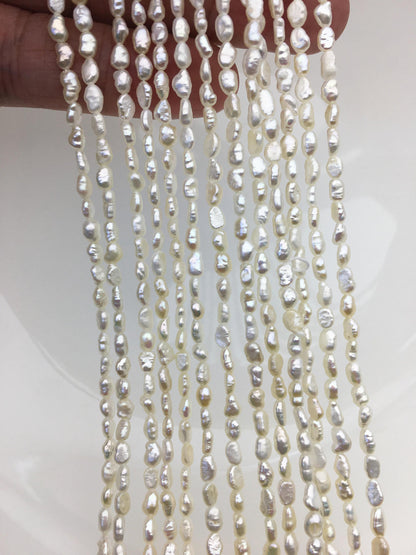 AA+ 3.2-3.7mm white nugget seed pearls,irregular nugget freshwater pearl strand,cheap price,pearl factory china,LM3-2A-7