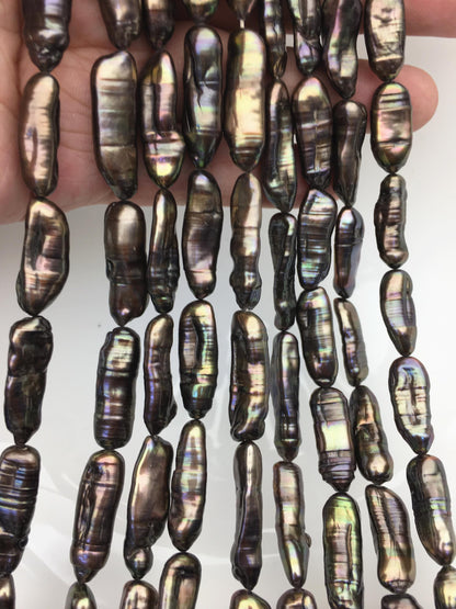 AA+ 8-10mm black thick biwa Pearl Necklace,Genuine Fresh Water Pearl,Wedding Necklace,Mothers Day,ZS-80-10-10