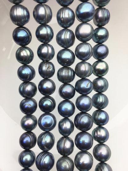 16.5'' AA+ 11.5-12.5mm Blue Green big potato freshwater pearls,CR12-2A-2