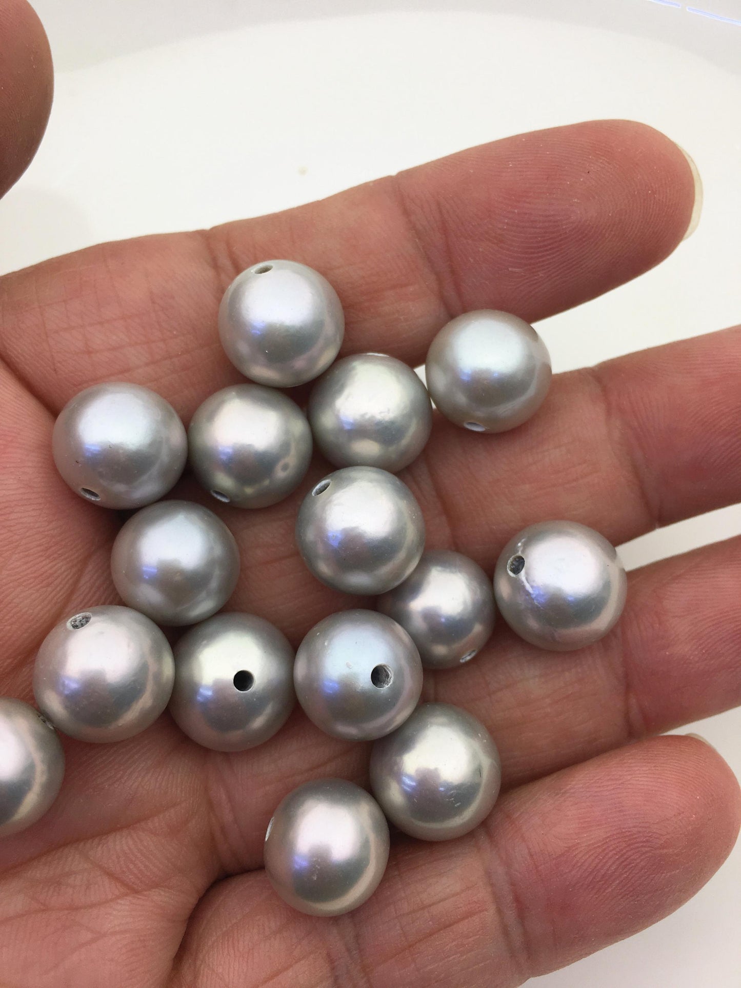 5pcs AAA/AA+ 12-13mm gray round freshwater pearls,2.2mm large hole,RP12-3A-4