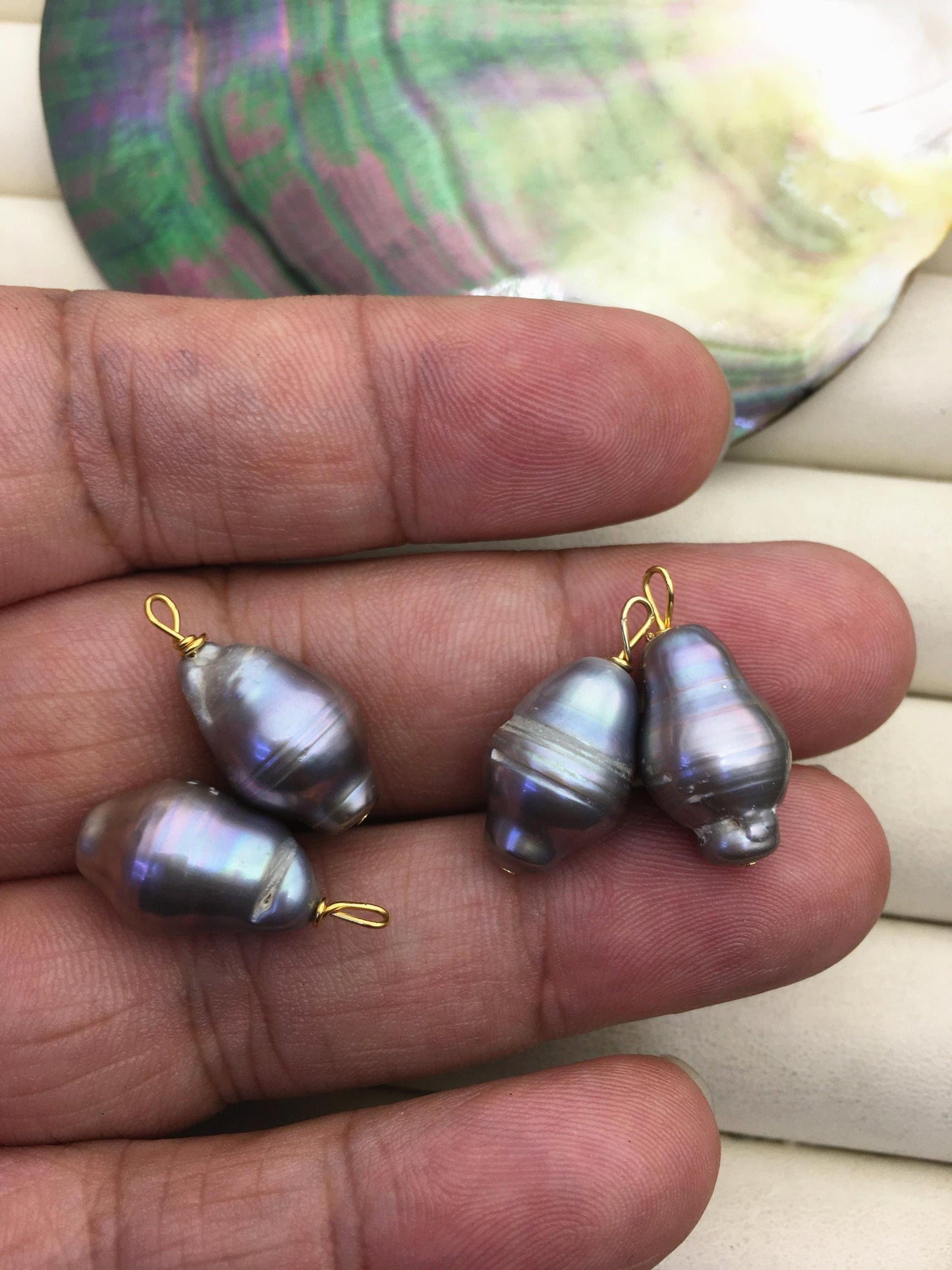 2 pairs gray 11mm big baroque freshwater pearl,SE3-T23