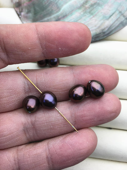 AAA 9mm deep brown rice freshwater Pearls,drop pearl earring material,oval teardrop pearl pairs,LR9-3A-27