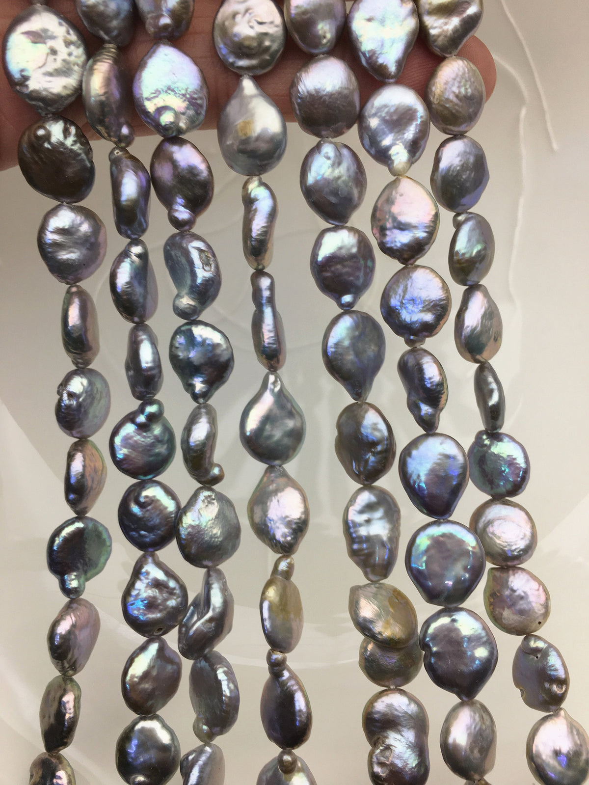 AA 10-11mm gray ranbow color drop coin freshwater pearls,flat pearl beads,COIN10-T3