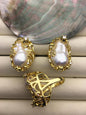 AAA Very Big White Rainbow Baroque Pearl Gold rings,affordable engagement rings,pearl wedding rings,promise rings for her,R1-004