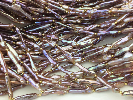 33'' AAA 4-8mm purple rainbow toothpick keshi biwa freshwater Pearl necklace,genuine freshwater Pearl necklace,NPN1-024-7