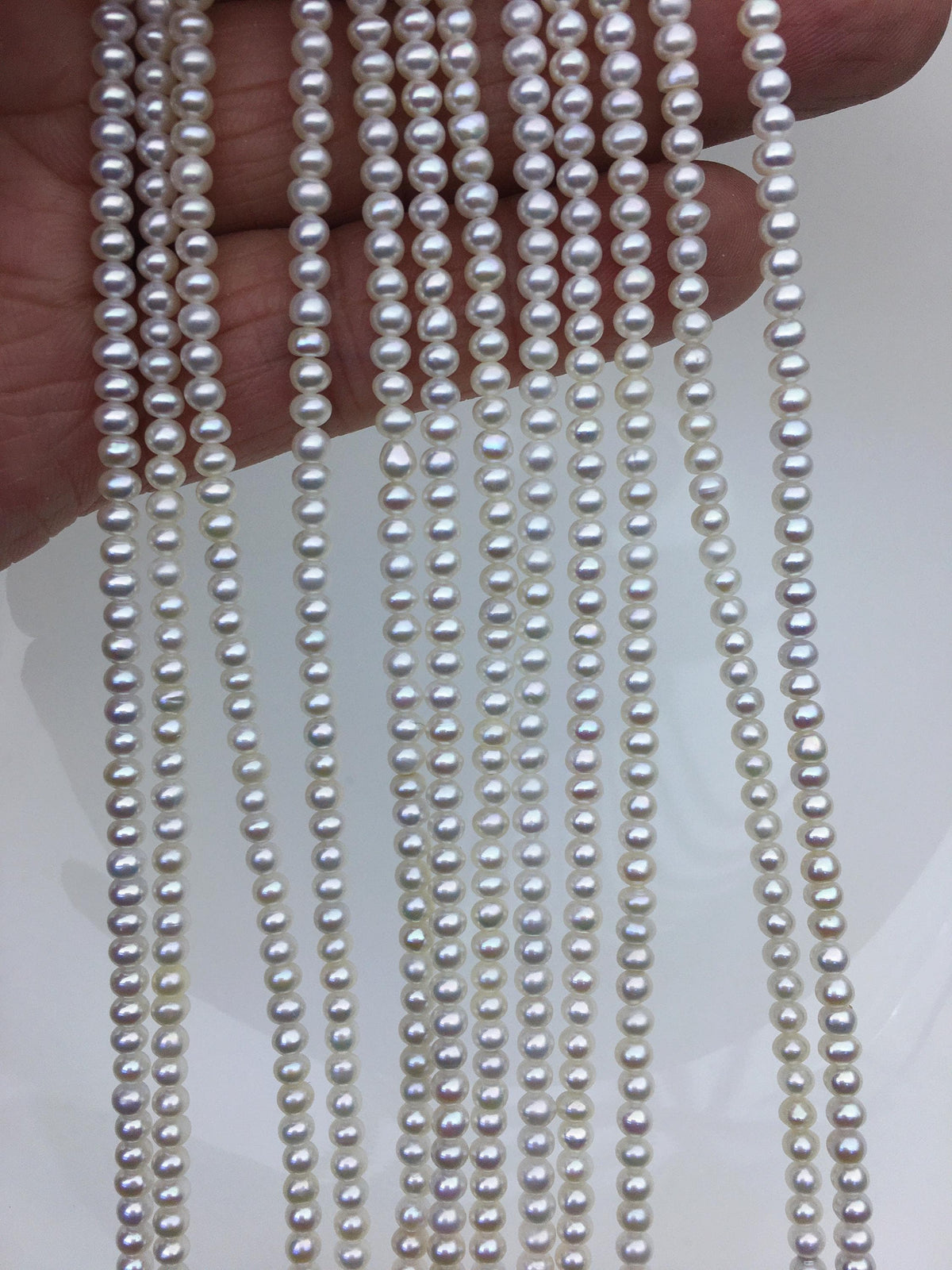 AAA 3-3.5mm tiny white button round freshwater pearls,nucleus pearl,Rondelle pearl Beads,SM3-3A-31