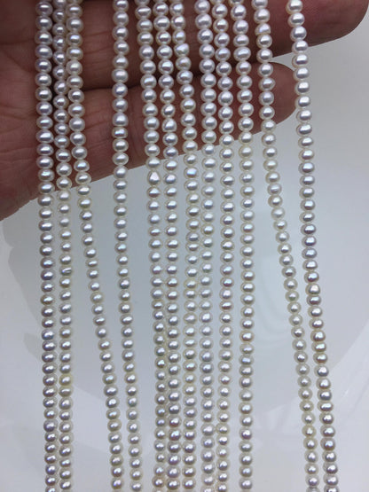 AAA 3-3.5mm tiny white button round freshwater pearls,nucleus pearl,Rondelle pearl Beads,SM3-3A-31