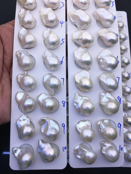 AAA 13-15x18-22mm White Flame ball Pearl Pairs - large Baroque freshwater pearl pairs,top half hole,FL15-3A-8-72