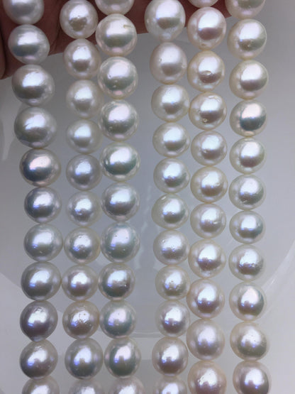 AA+ 10-12mm big white round freshwater pearls,large hole,Birthday,Graduation, mother day pearl gift,RP10-2A-1