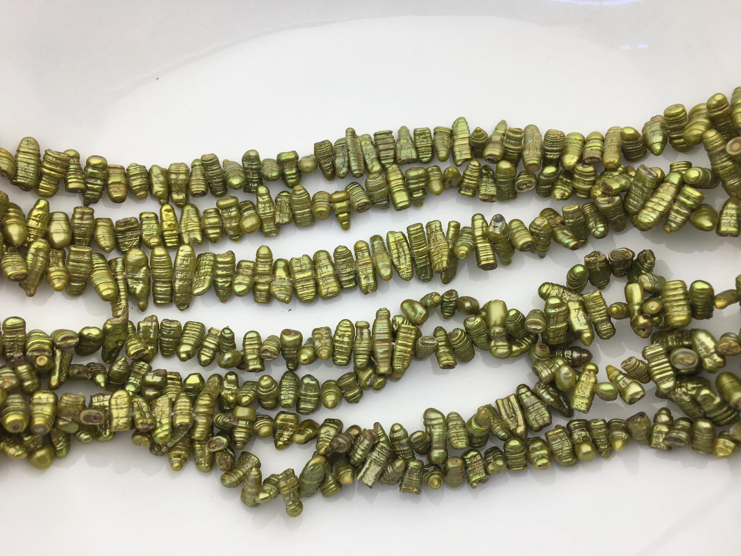 AA 4-6mm green Biwa Pearl Necklace,Genuine Fresh Water Pearl,Wedding Necklace,Mothers Day,ZS-80-10-52