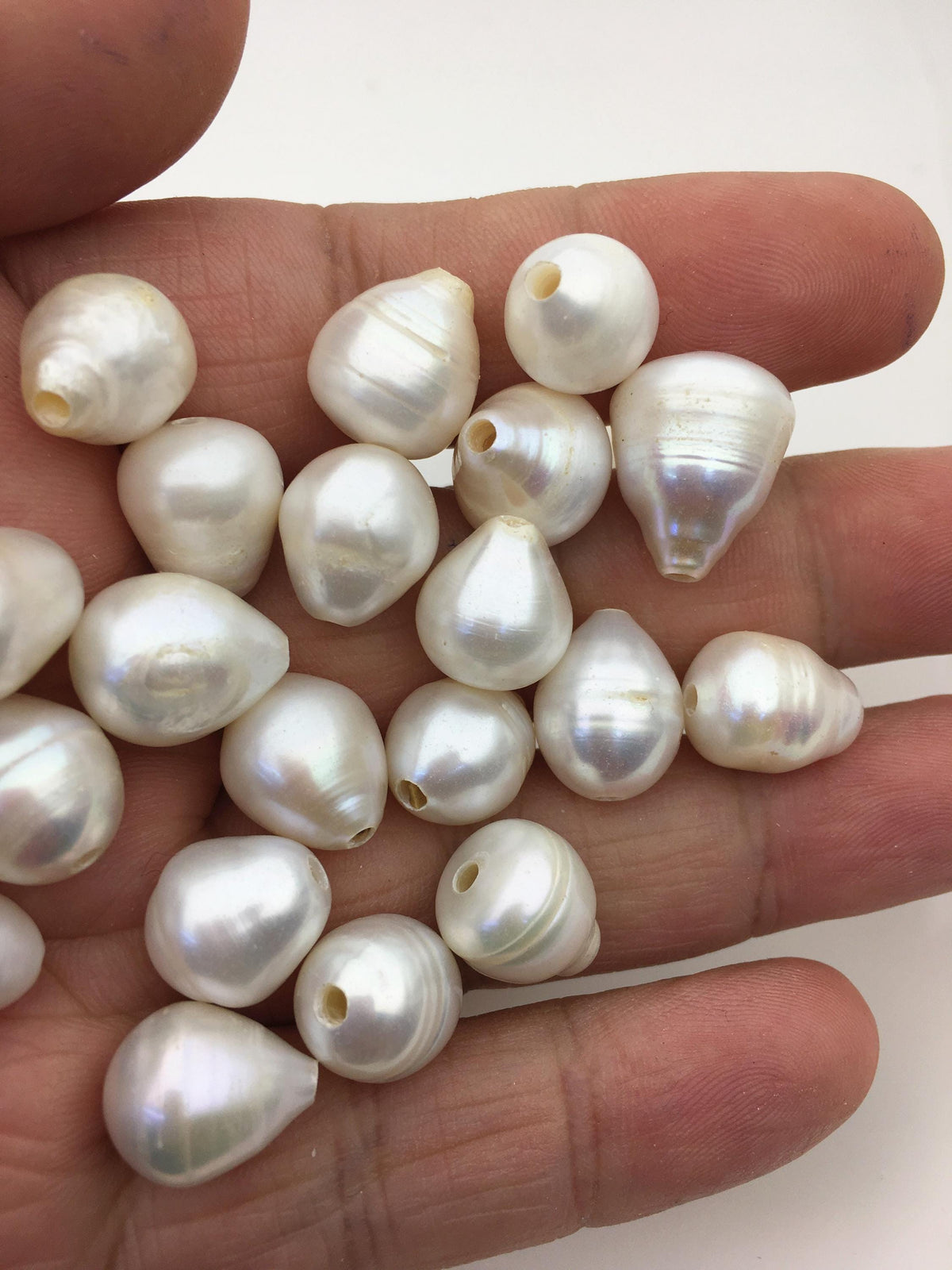 20pcs AA 11.3-13mm Big White teardrop pearls,2.2mm large hole,LR12-2A-2