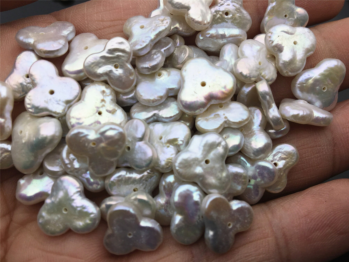 5pcs AA 11-13mm Triangle Flower White Pearl,Freshwater pearl Butterfly, for your design,Cultured Pearls Maggie Designs,ZS-17-10