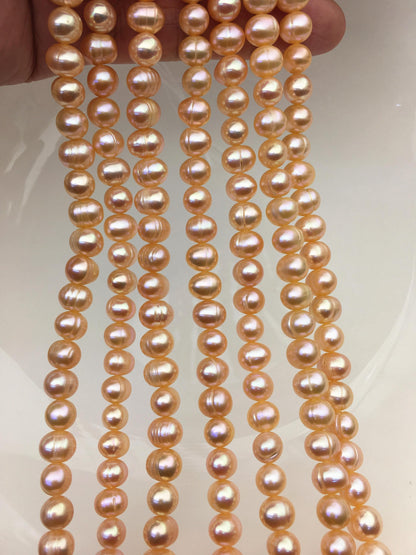 AA 6.3-7.2mm orange potato freshwater pearls, loose pearls,beading supplies,CR7-2A-2