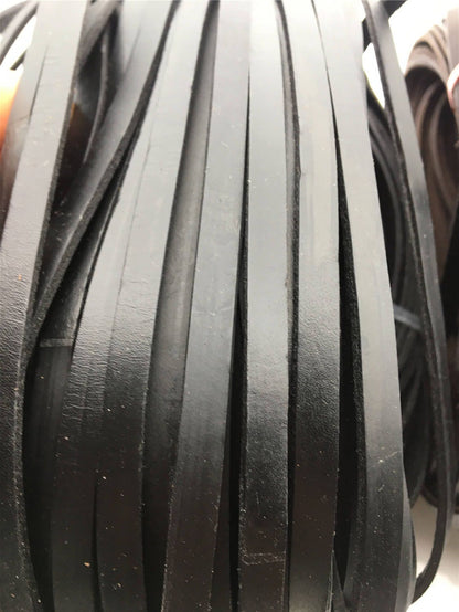 7-8mmx2mm Flat Black/coffer Color Leather Cord,Select Length,Wholesale Jewelry Supplies,Distressed Matte Finish,LC7-201