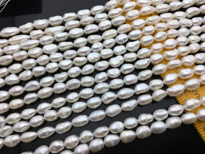 AA+ 6.4-7.4mm white nugget freshwater pearls,Cultured white freshwater pearls beads,teardrop pearl necklace,LM7-2A-5