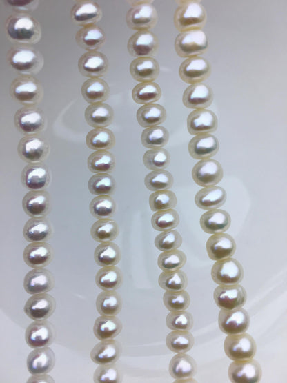 AAA 5.5-6.5mm white button pearls,Rondelle pearl Beads,loose strands,SM6-T14