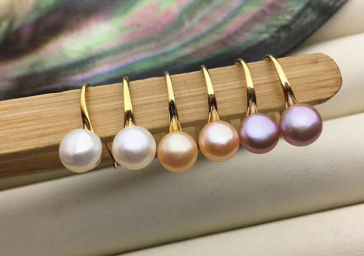 3 pairs High-heeled pearl dangle earrings,AAA 6-7mm pearl,button round pearl earrings for women,SE3-175-2