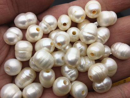 20pcs AA 9.3-10.3x11-14mm white rice freshwater pearls,2.2mm big hole,Christmas,Valentine's Day gift,for leather ,Love,Happiness,LR10-2A-5