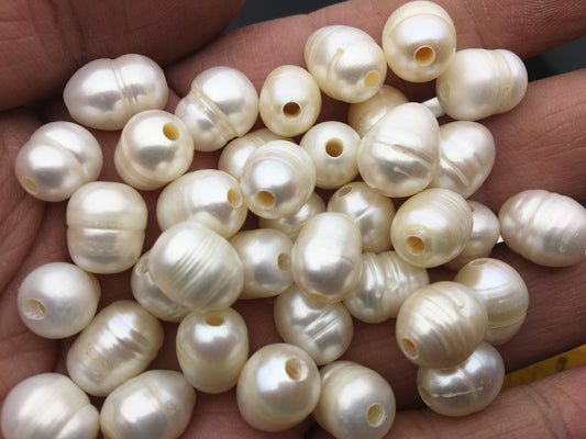 20pcs AA 9.3-10.3x11-14mm white rice freshwater pearls,2.2mm big hole,Christmas,Valentine's Day gift,for leather ,Love,Happiness,LR10-2A-5