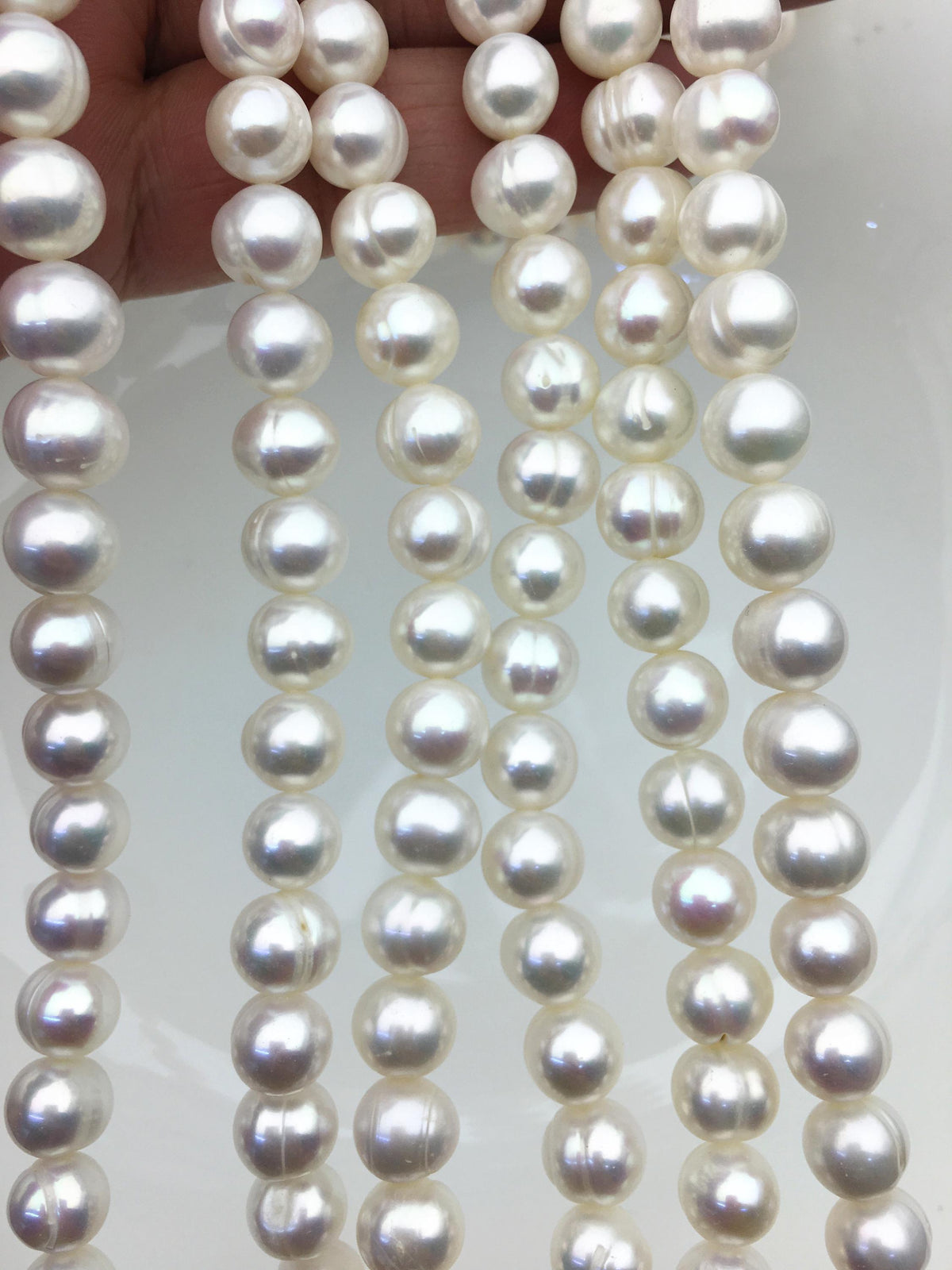 AA 9-10mm white near round potato freshwater pearls,freshwater potato shape pearl string,CR9-2A-12