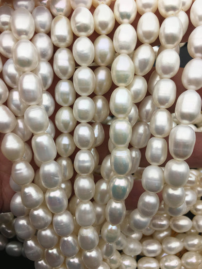 AA 8.4-9.3x8.5-13mm white rice freshwater pearls,diy pearl beads,rice pearl necklace,Christmas pearl necklace,DIY pearl,LR9-2A-1