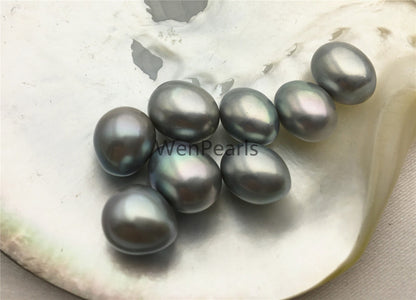 AAA 9mm gray rice freshwater pearls pair,teradrop pearl earrings,tear drop pearl earrings,dangle pearl earrings,LR9-3A-26