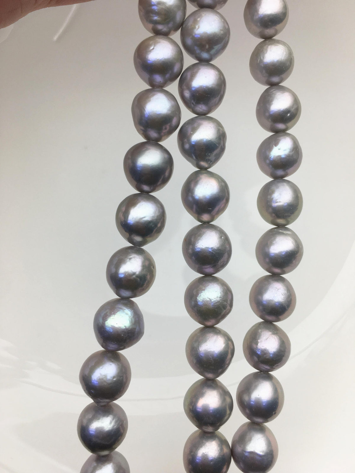 AA+ 9-11mm gray baroque oval Edison Freshwater Pearl,ED12-2A-5-32