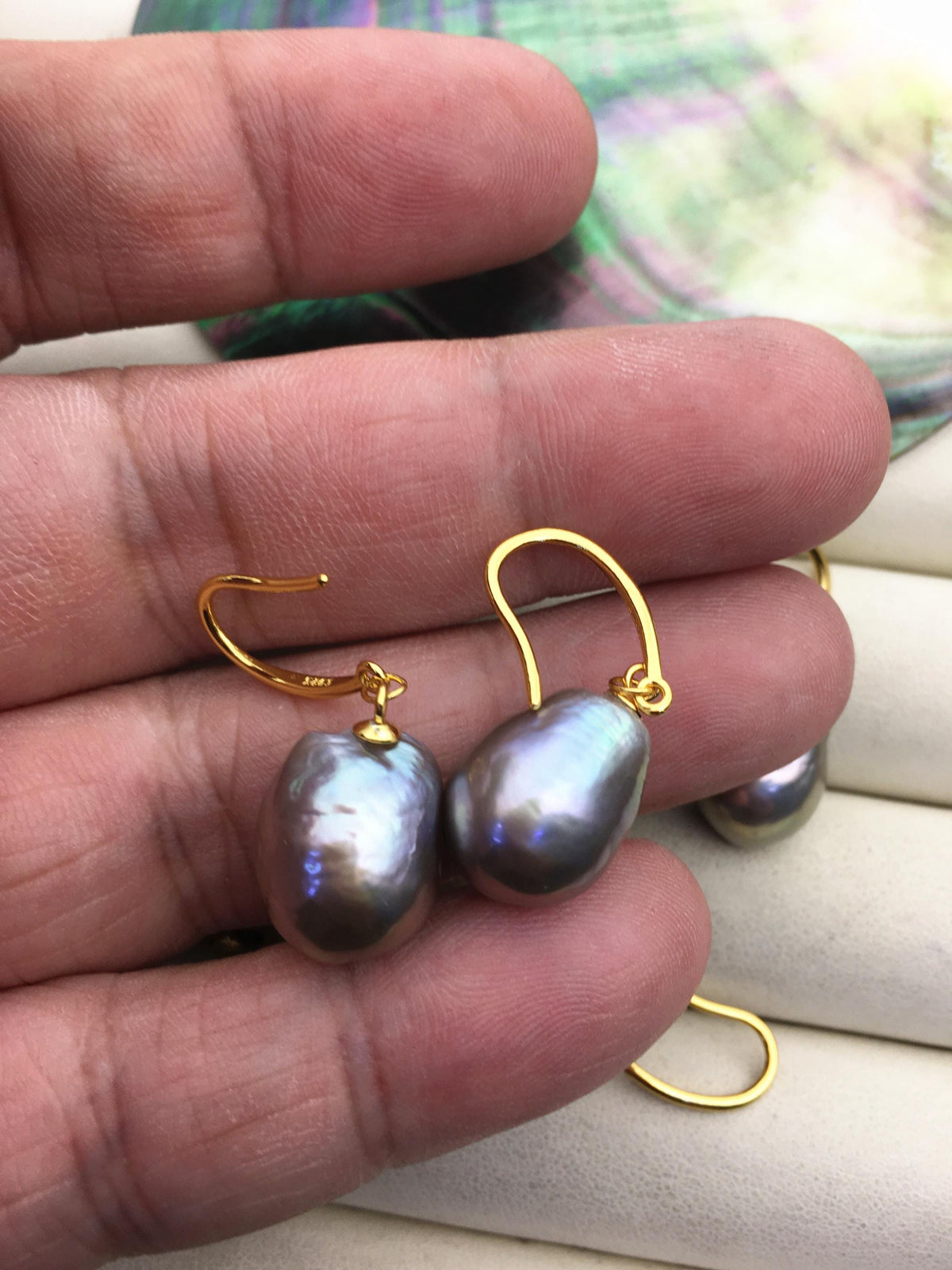 1 pair AAA 11-12mm gray drop edison pearl dangle earrings,S925 Sterling Sliver earrings,SE3-T9-64