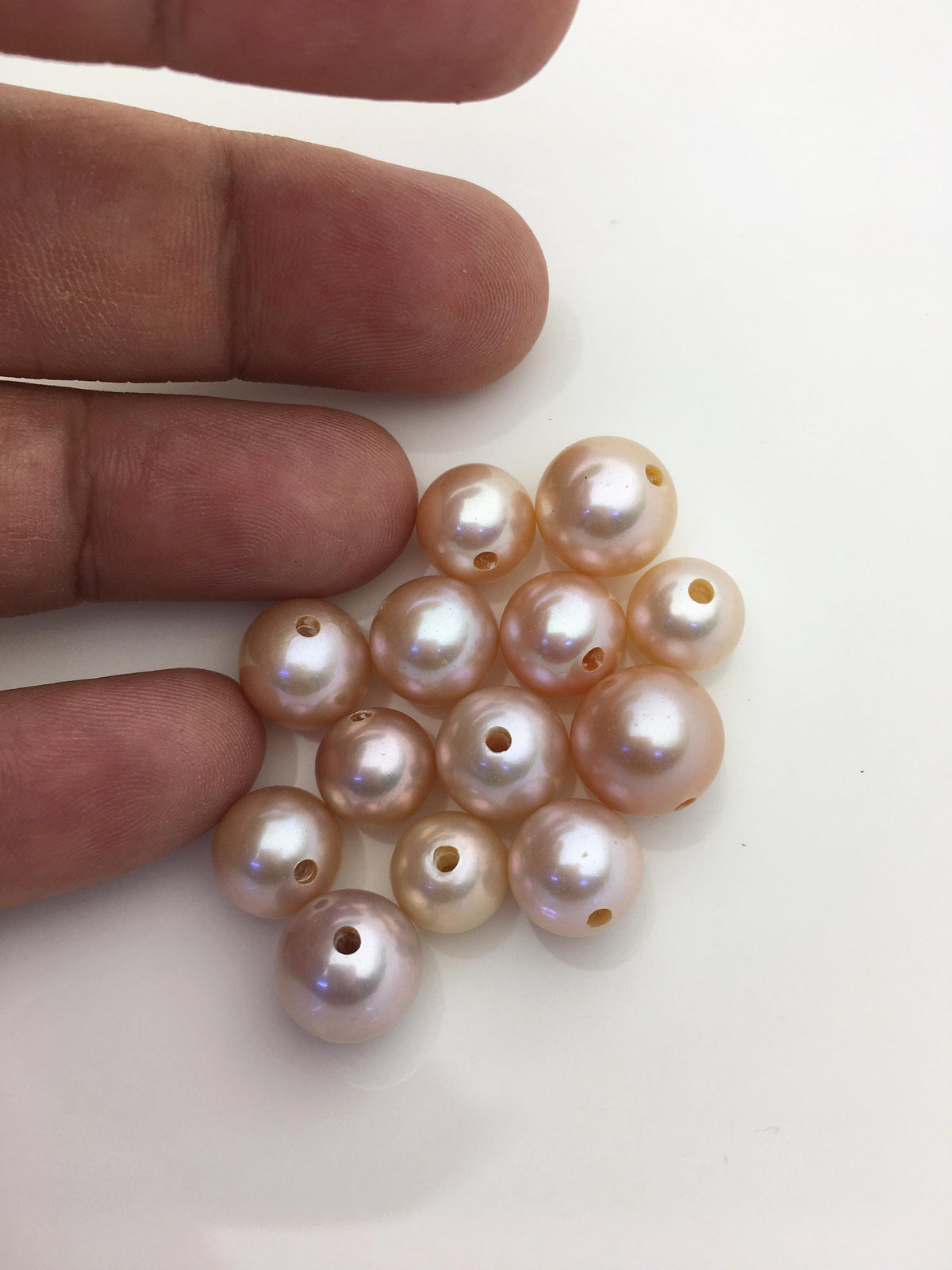 13pcs AAA 9-12mm natural color large hole round edison freshwater pearl,2.2mm large hole,ED12-T1