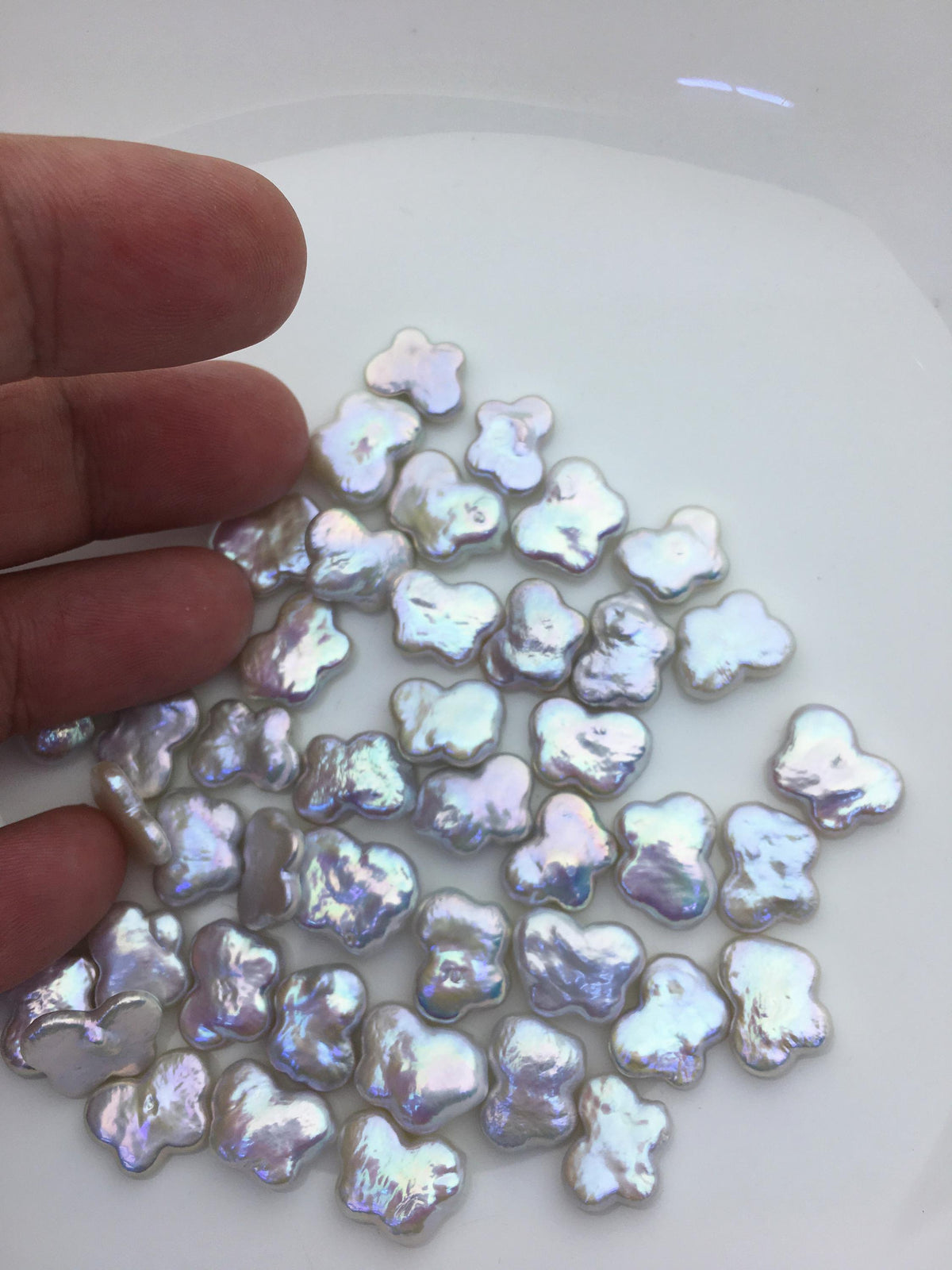 20pcs AAA 12-13mm white butterfly baroque no hole freshwater pearls,ZS-119-25
